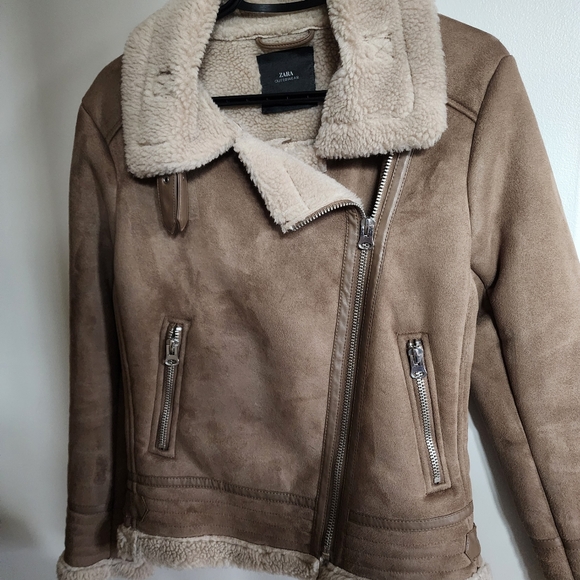 Zara Taupe Shearling Jacket - Picture 16 of 16